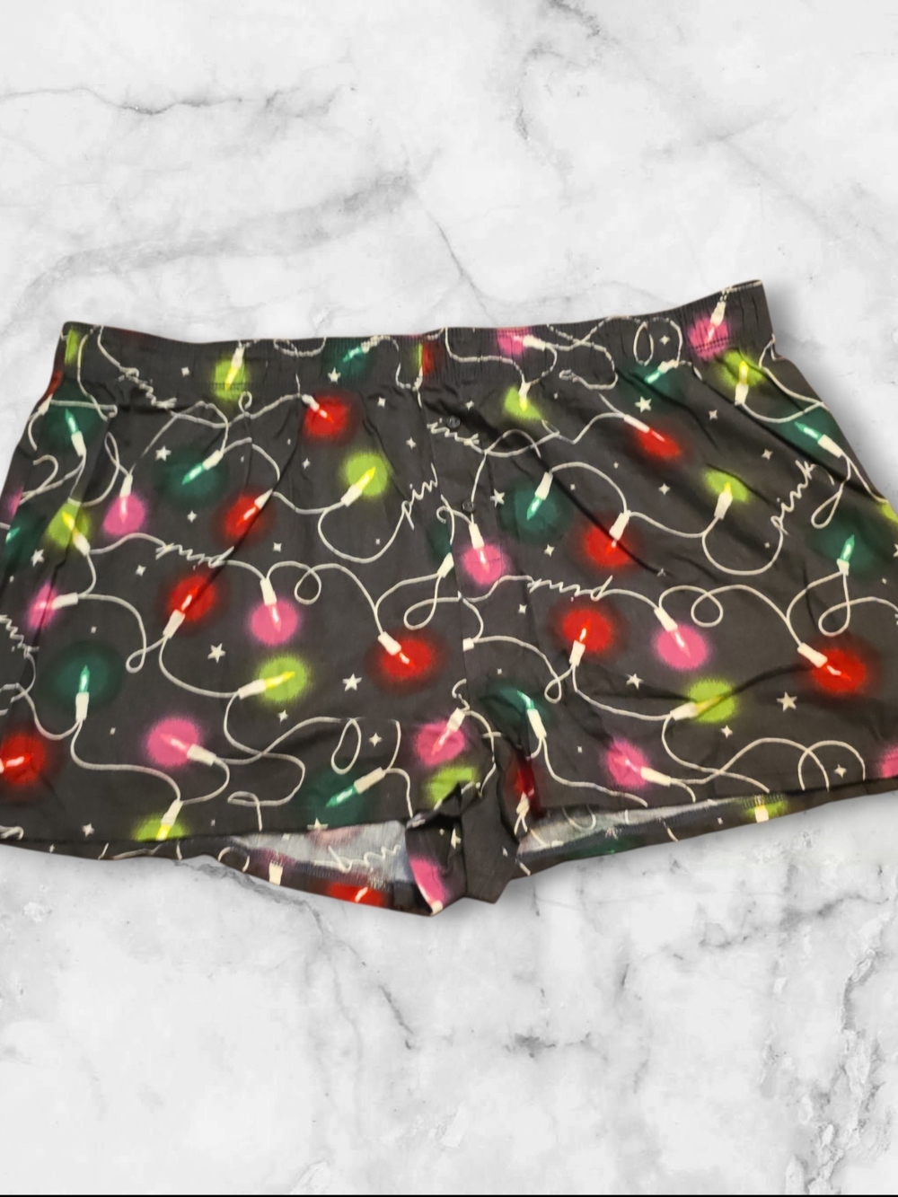 PINK Victoria's Secret Black Holiday Light Print Pajama Shorts